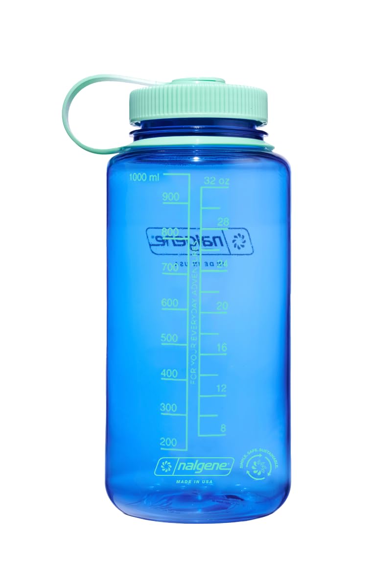 Nalgene Water Bottle - Lightweight Sustain Tritan Bpa-Free Shatterproof Bottle For Backpacking, Hiking, Gym, 32 Oz, Wide Mouth,